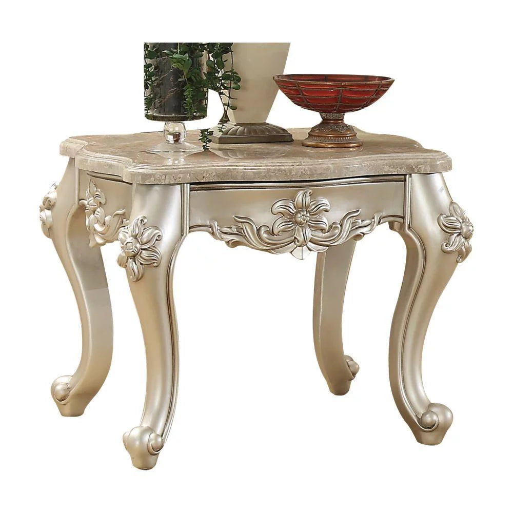Beige Marble & Champagne Coffee Table + 2 End Tables P961181