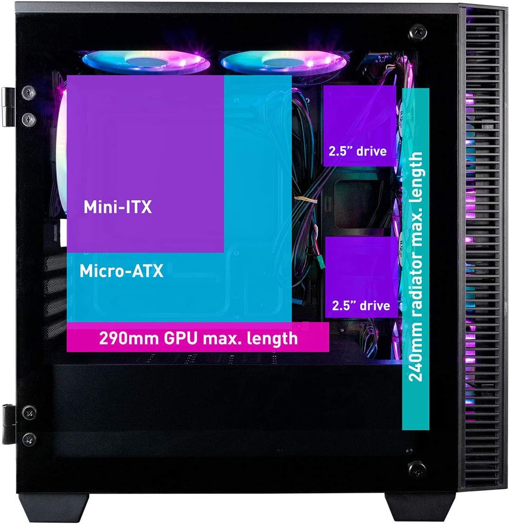 Micro ATX Gaming Desktop Case with Tempered Glass Door R897