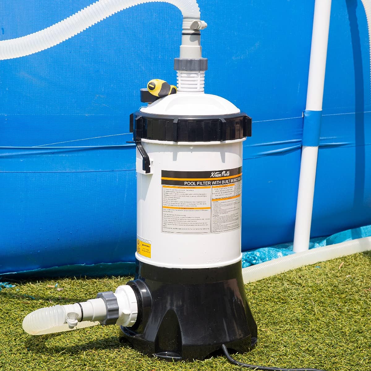 White/Black Above Ground Pool Cartridge Filter System with Pump E3106
