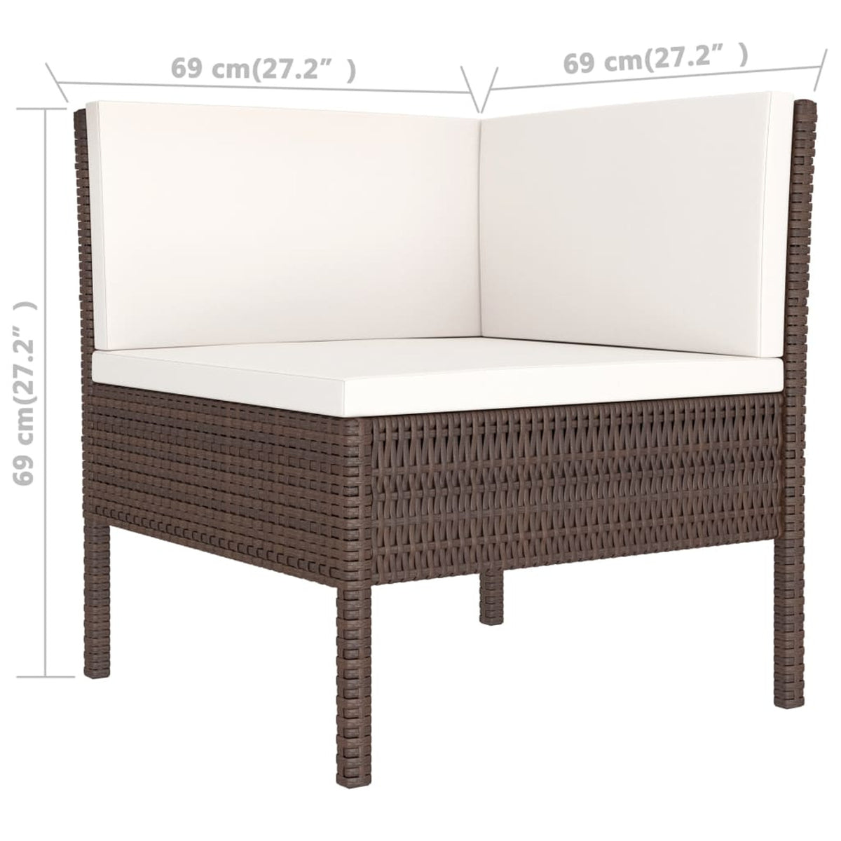 3 Piece Poly Rattan Outdoor Sectional Sofa Set with Cushions Steel Frame H19718