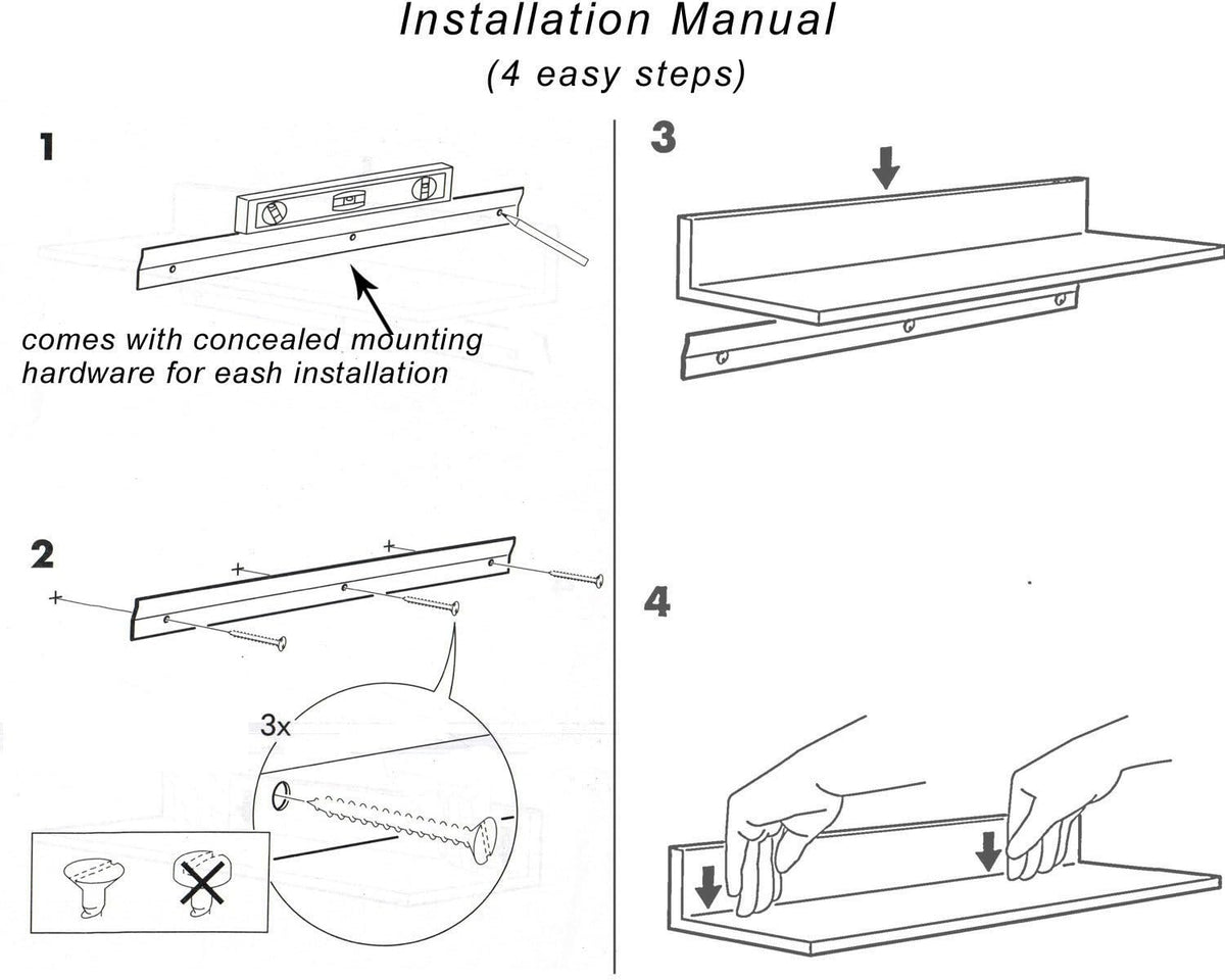 Stainless Steel Wall Shelf Set of 2 U33807