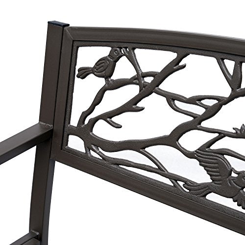 50" Animal Pattern Cast Steel Metal Garden Bench X54839