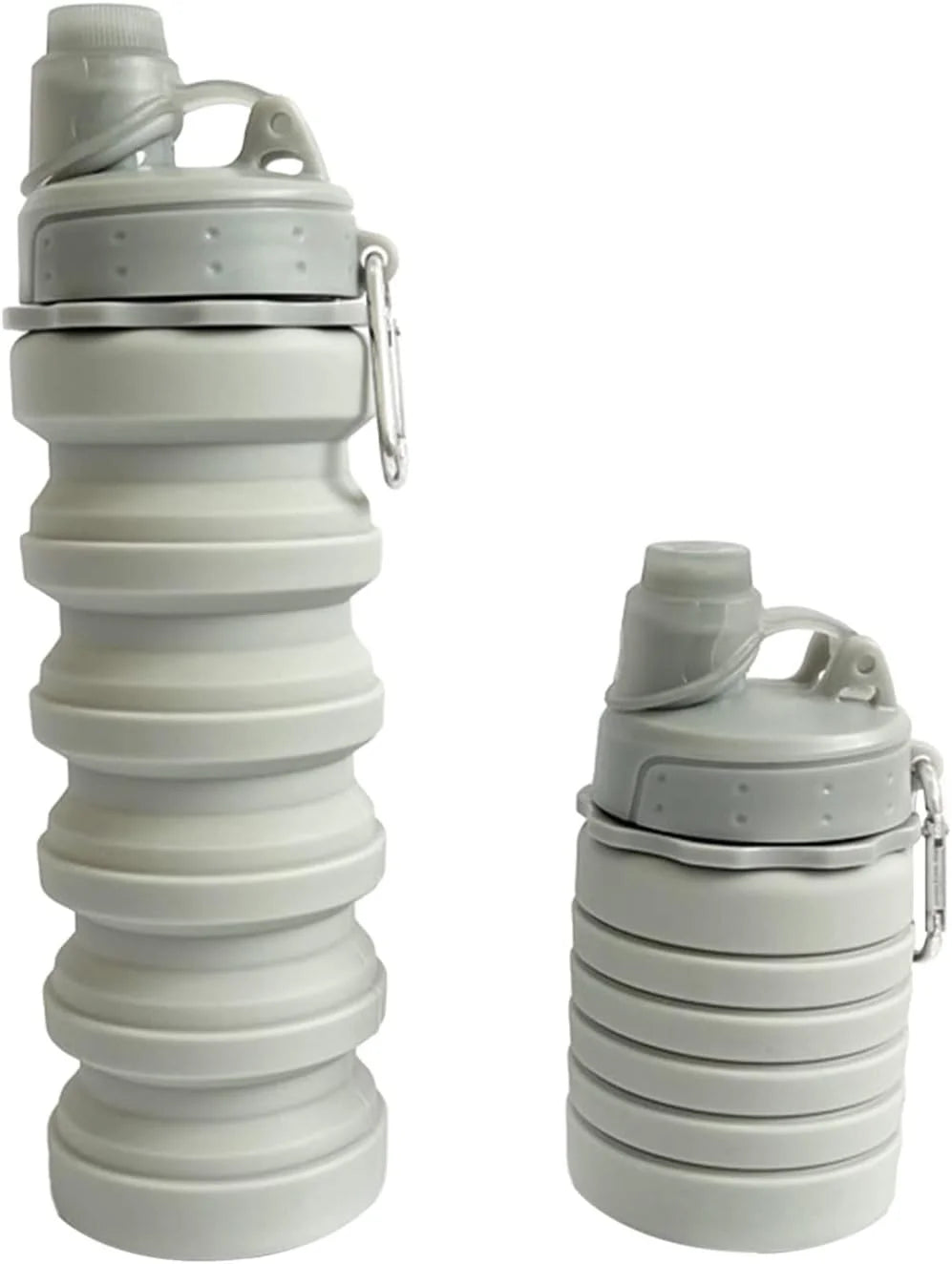 Collapsible Silicone Water Bottle with Carabiner H6994