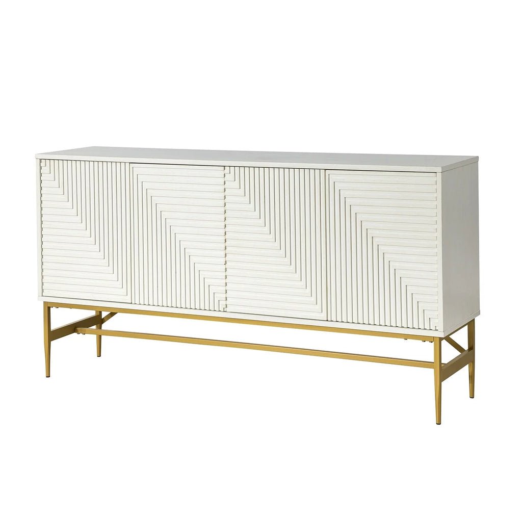 Walnut Kitchen Buffet Sideboard with Metal Legs V882