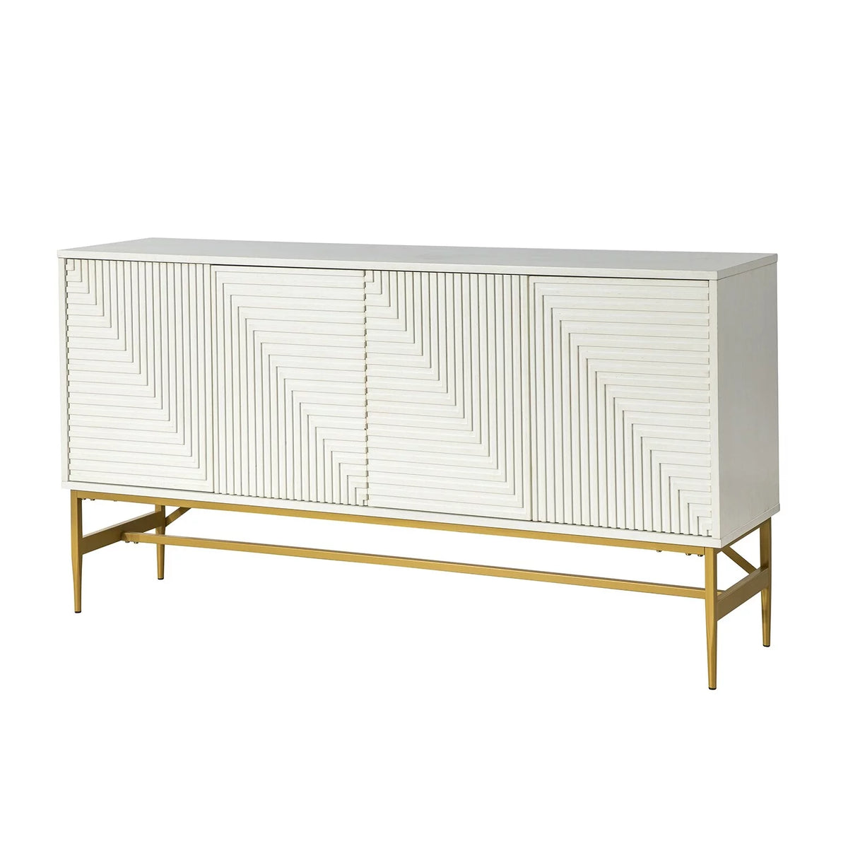 Walnut Kitchen Buffet Sideboard with Metal Legs V882