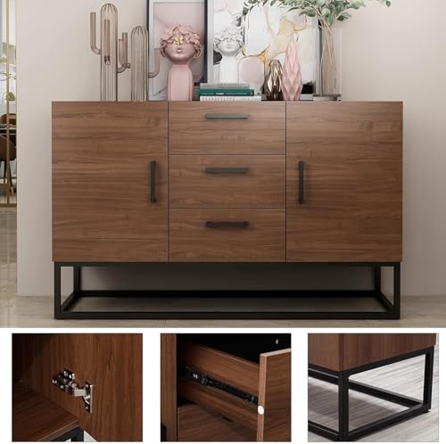 White Sideboard Storage Cabinet with Shelves and 2 Doors E833