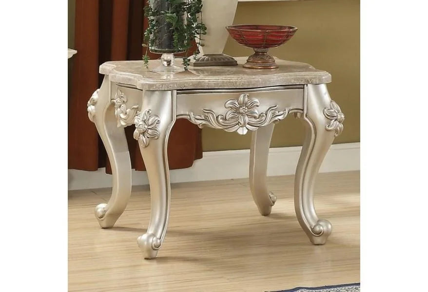Beige Marble & Champagne Coffee Table + 2 End Tables P961181