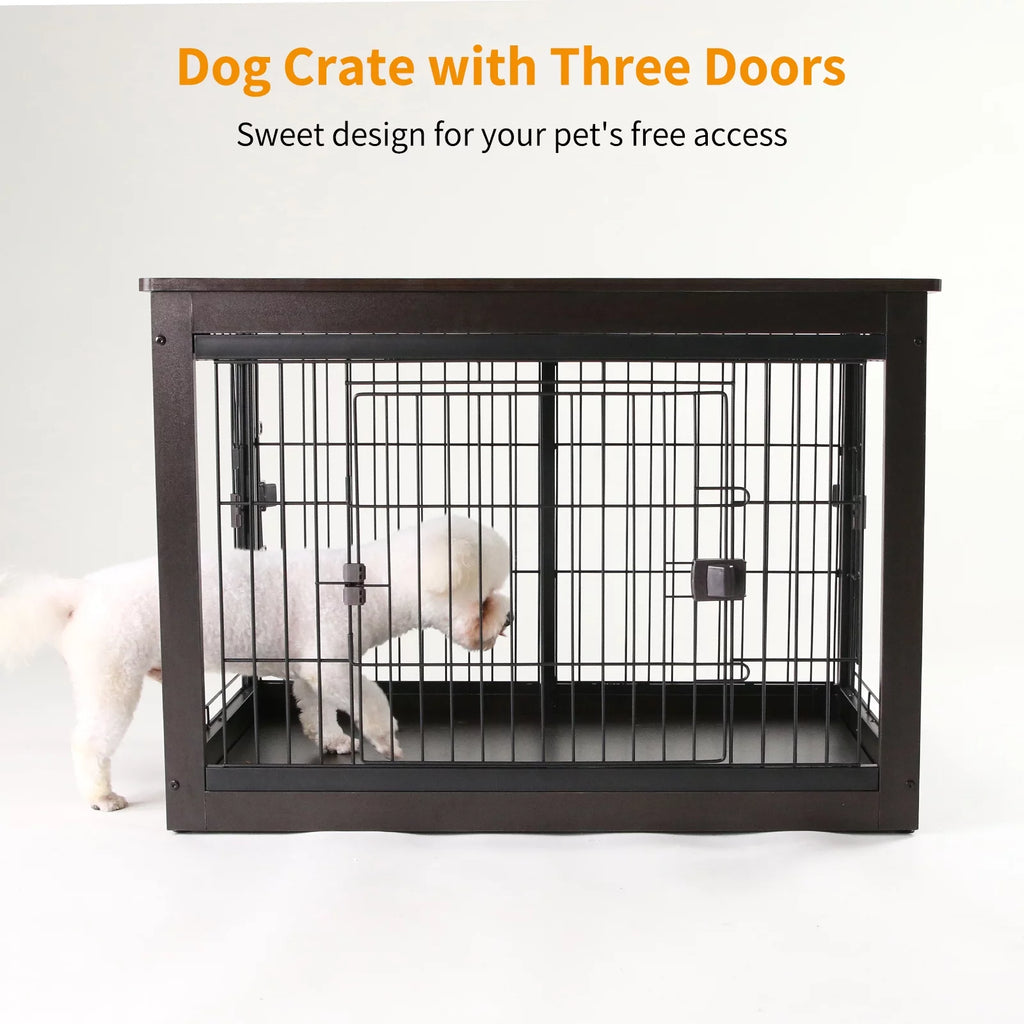 Black Dog Crate Furniture with Dog Mat G44731