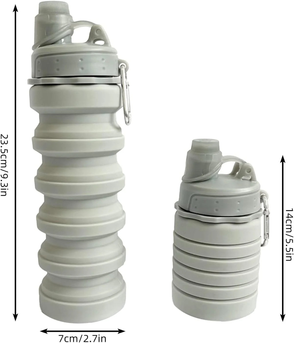 Collapsible Silicone Water Bottle with Carabiner H6994