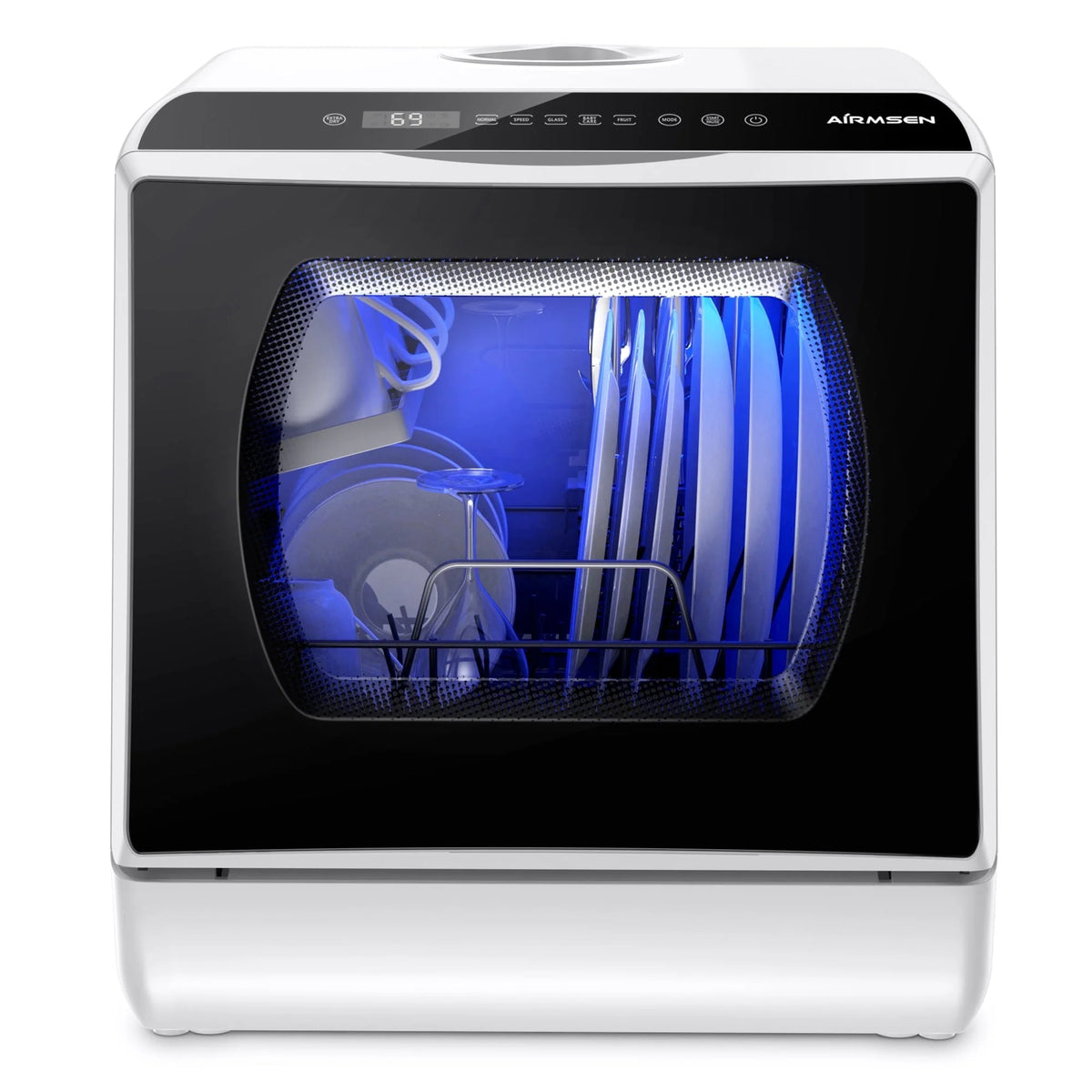 Portable Countertop Dishwasher with 5L Built-in Water Tank, 5 Place Settings, 7 Programs, White O987
