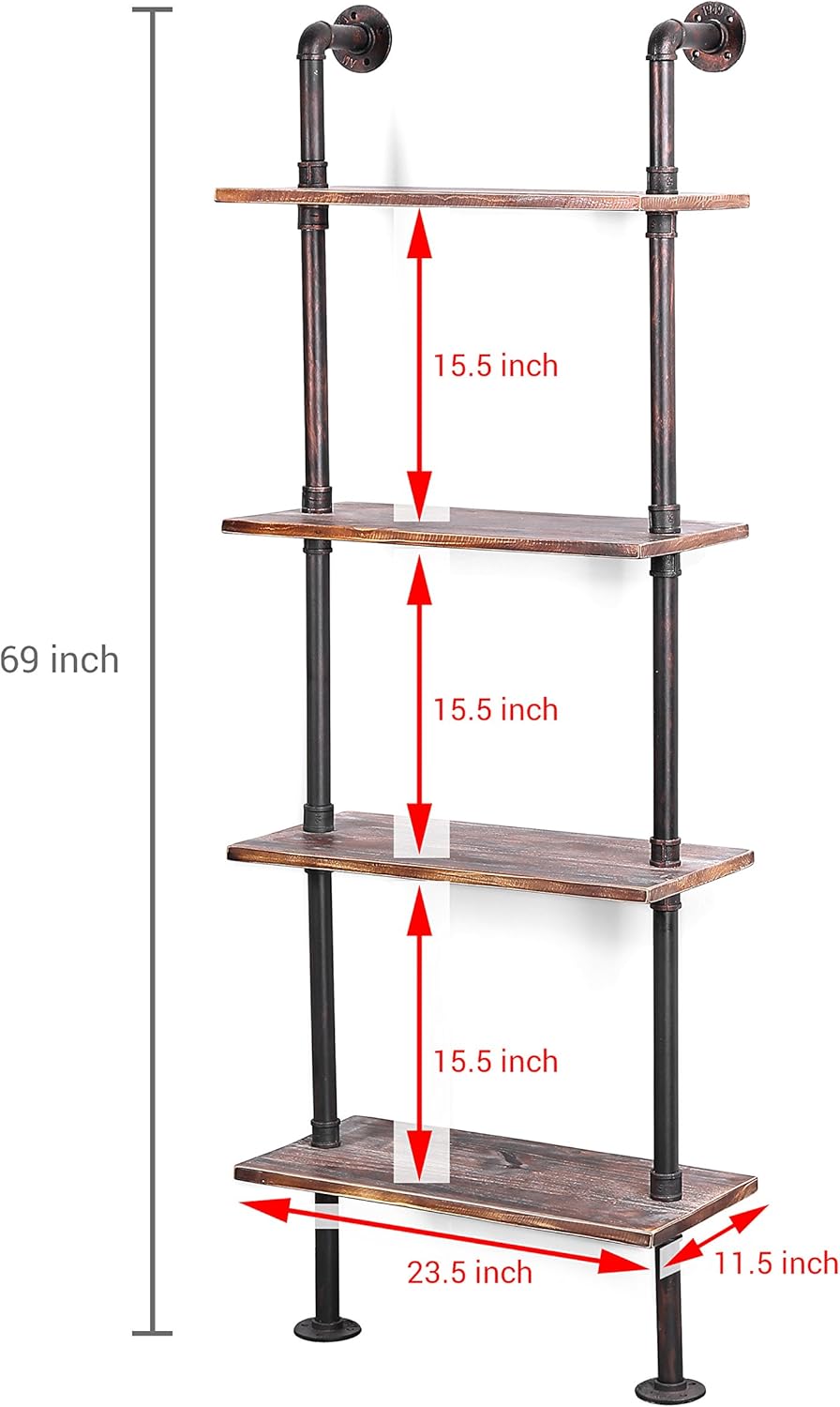 Brown Wood Wall-Mounted Shelves Bookcase Storage Rack Q52383