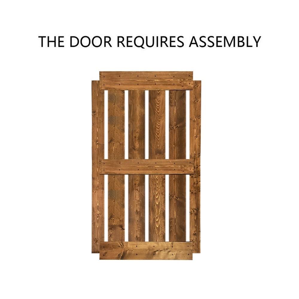 30 in. x 84 in. Solid Walnut Stained Pine Wood Interior Sliding Barn Door with Hardware Kit Q588102
