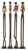 Set of 4 Polystone Decorative Sculptures with Black Base Stand, Brown D5418