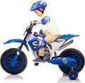 12V Kids Off-Road Ride on Dirt Bike with Training Wheels, Green O265346