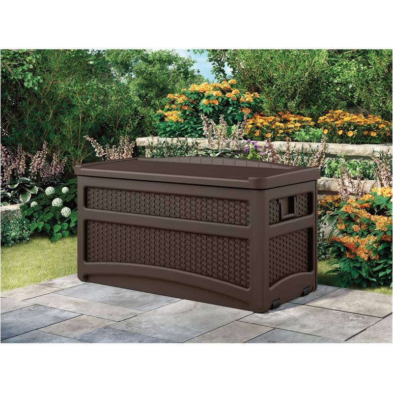 73 Gallon Resin Wicker Deck Box with Seat T406