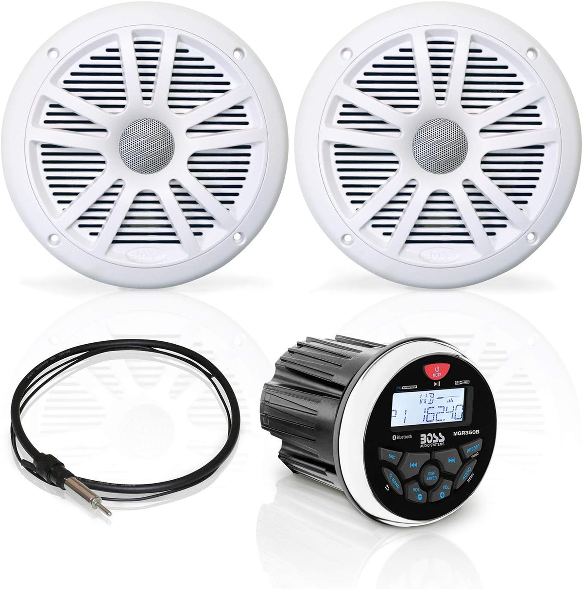 Marine Gauge Receiver and Speaker Package with 6.5 Inch Speakers M806292