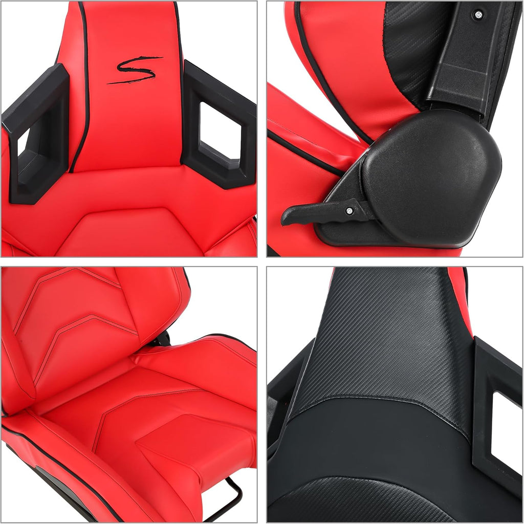 Red+Black Stitching PU Leather Racing Bucket Seat Q1175