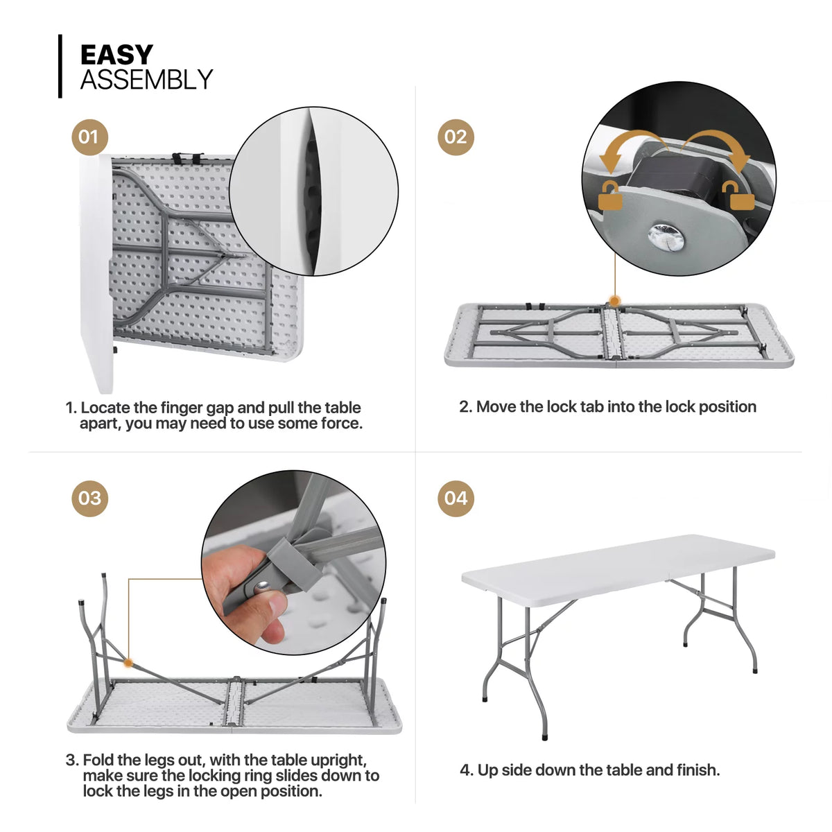 11-Piece 6 Ft Folding Dining Table with Chairs Set, White H6407
