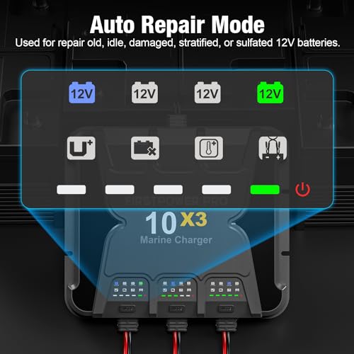 30A 12V Waterproof Onboard Battery Charger for SLA/AGM, Lithium, Calcium & Deep-Cycle Battery M704351