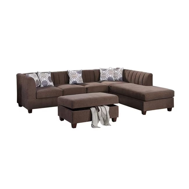 Brown Chenille 3 Piece Sectional Sofa Set K424233
