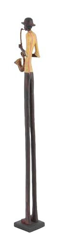 Set of 4 Polystone Decorative Sculptures with Black Base Stand, Brown D5418