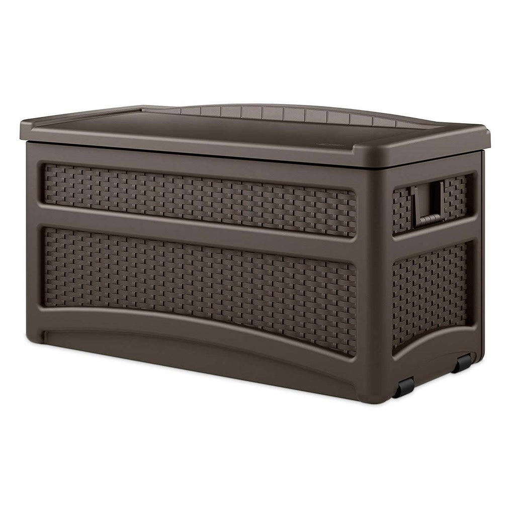 73 Gallon Resin Wicker Deck Box with Seat T406