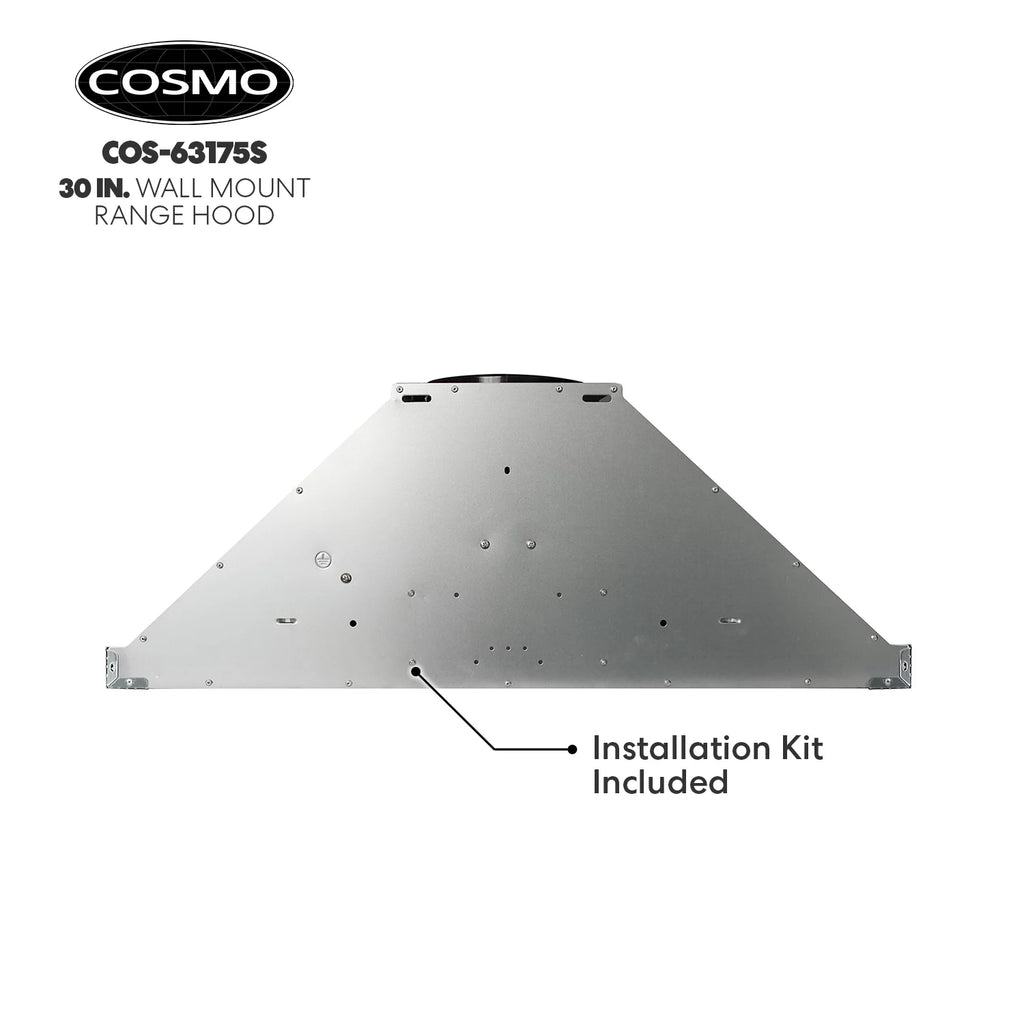 Stainless Steel Ductless Wall Mount Range Hood with LED Lighting and Carbon Filter Kit V54685