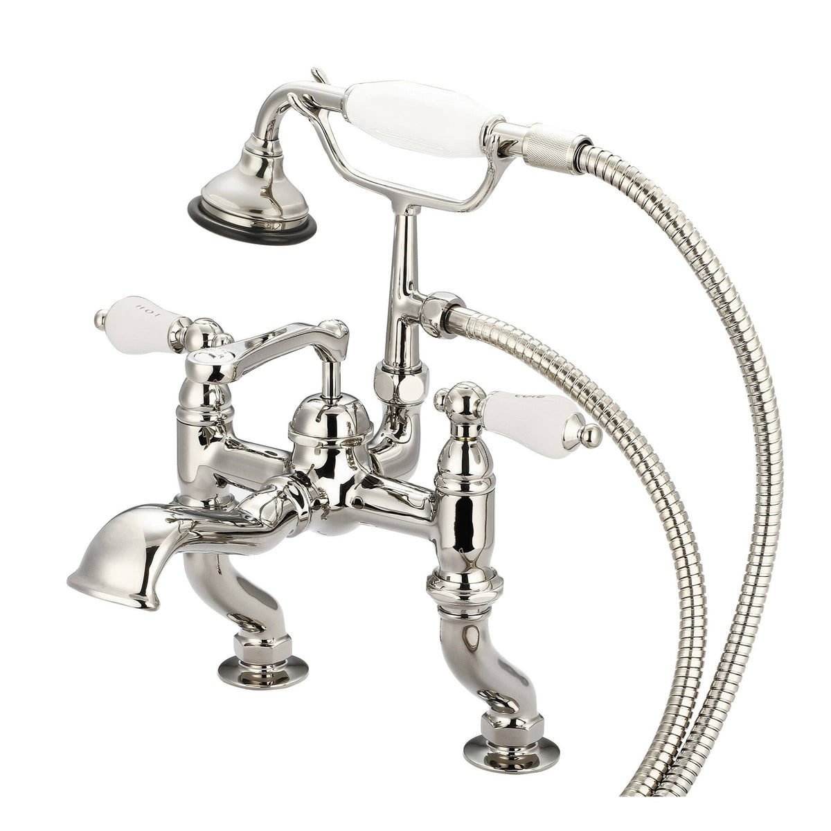Vintage Classic Adjustable Center Deck Mount Tub Faucet with Handheld Shower Q95643