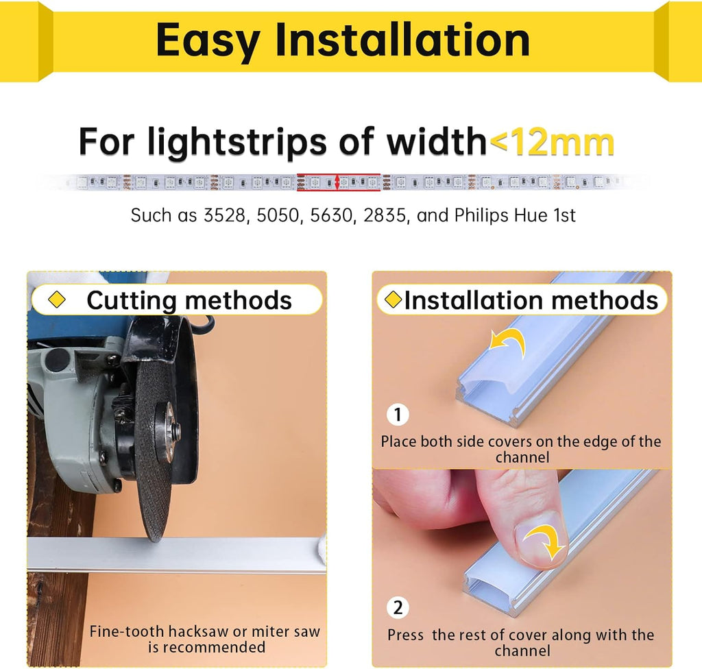 10Pack 3.3FT Black LED Channel System with Clear Cover Lens Aluminum Extrusion Track Housing Profile U Shape P7470