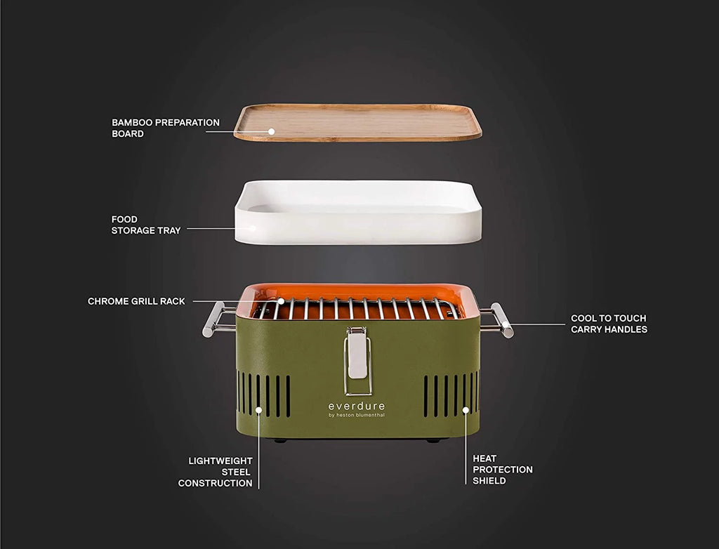 Charcoal Grill with Cool Touch Handles and Bamboo Serving Board H651450