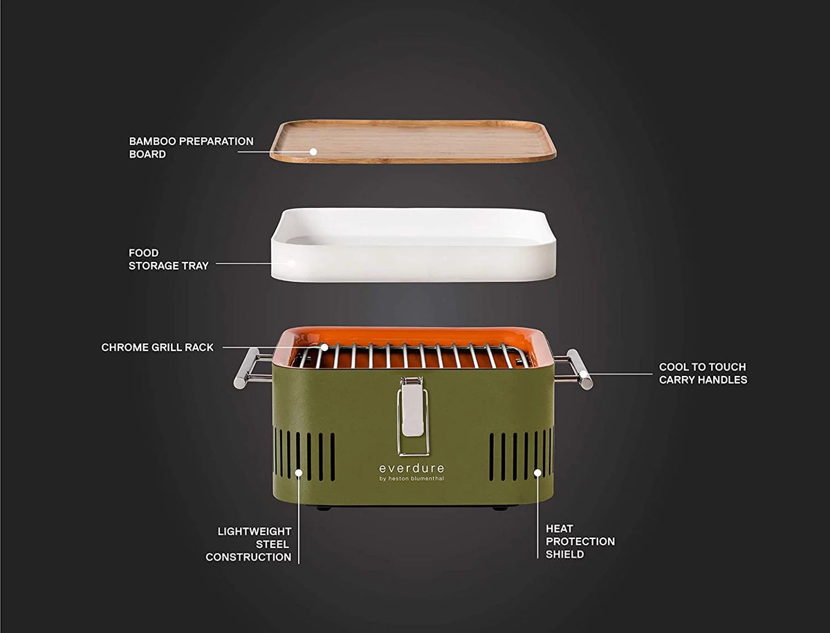 Charcoal Grill with Cool Touch Handles and Bamboo Serving Board H651450