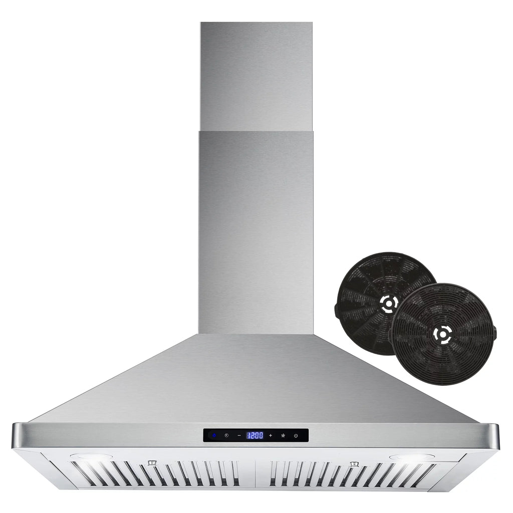 Stainless Steel Ductless Wall Mount Range Hood with LED Lighting and Carbon Filter Kit V54685