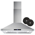 Stainless Steel Ductless Wall Mount Range Hood with LED Lighting and Carbon Filter Kit V54685