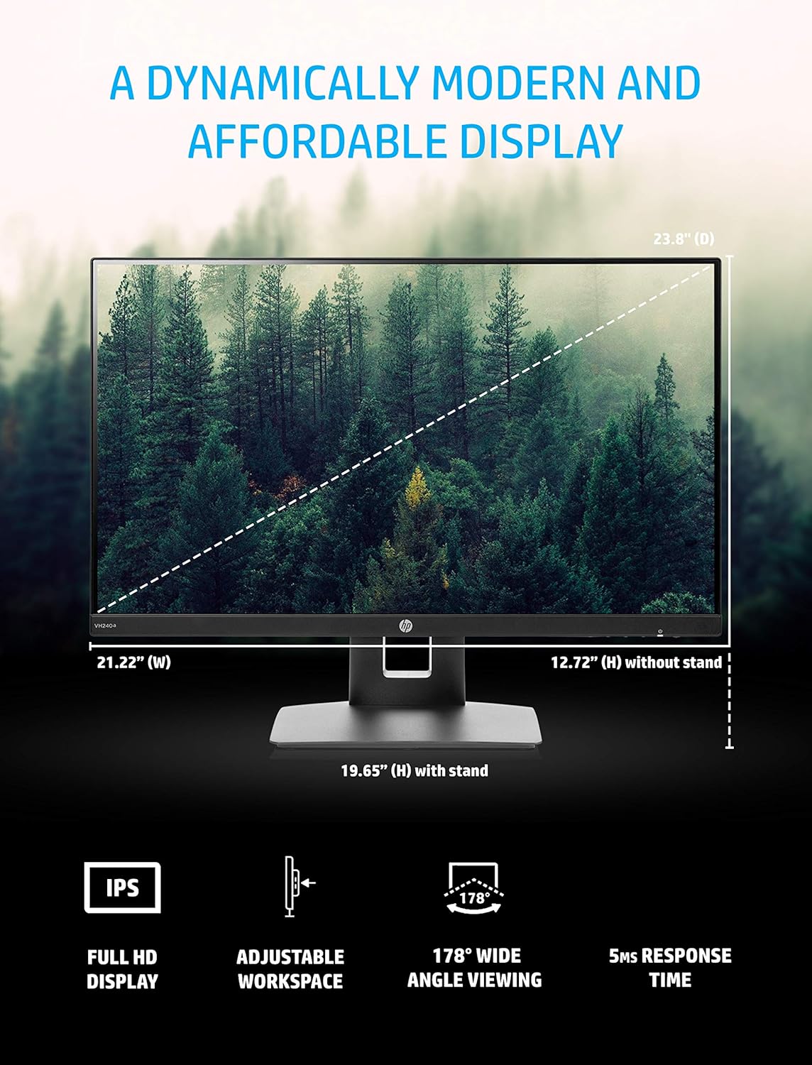 23.8-Inch Full HD 1080p IPS LED Monitor with Built-In Speakers and VESA Mounting, Black Y11522