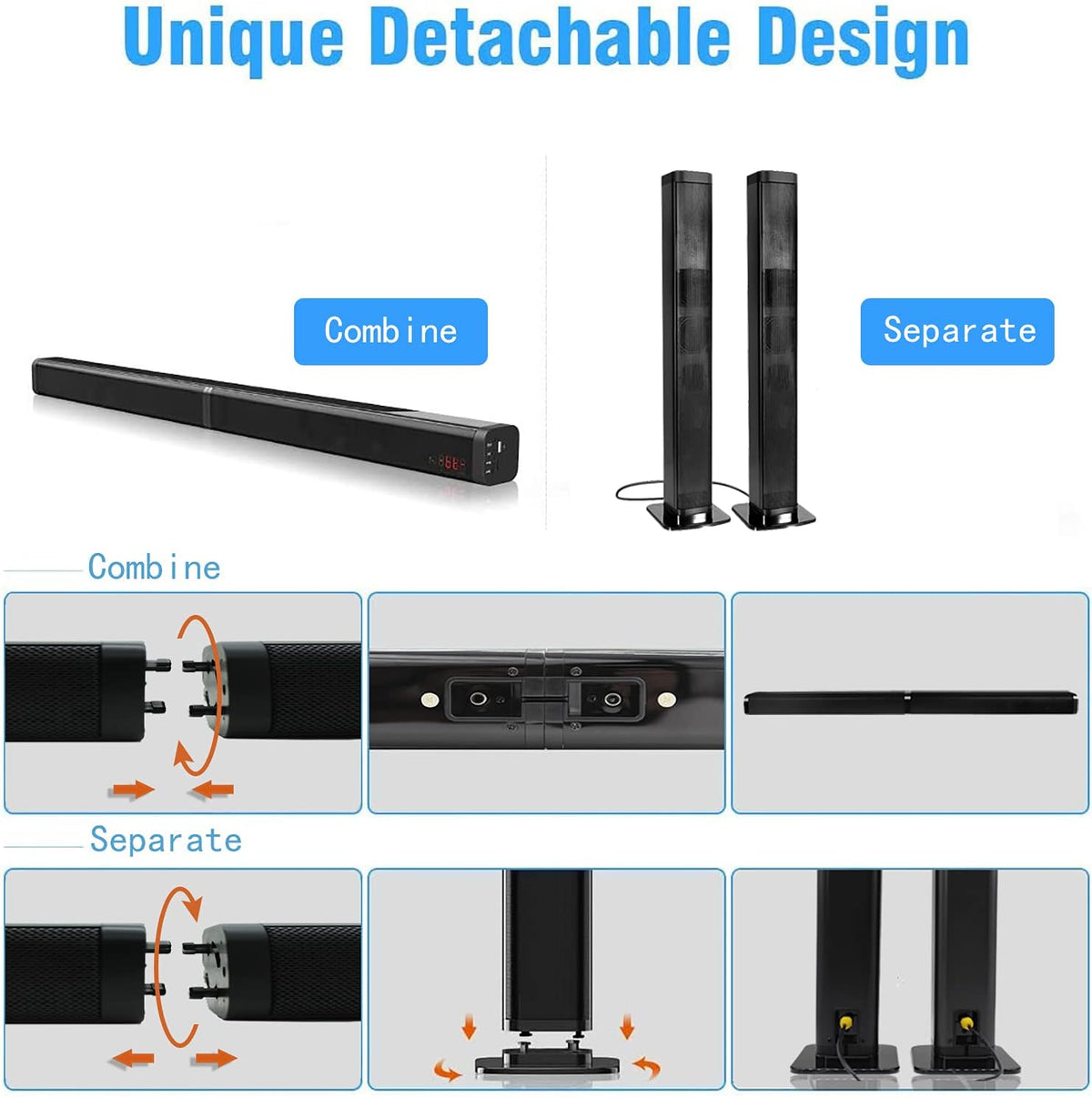 2 in 1 Soundbar Speaker with 4 Driver Speakers K794270