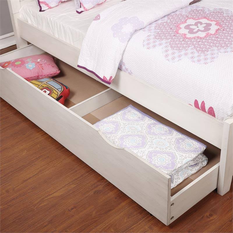 Solid Wood Kids Trundle in Antique White S33436
