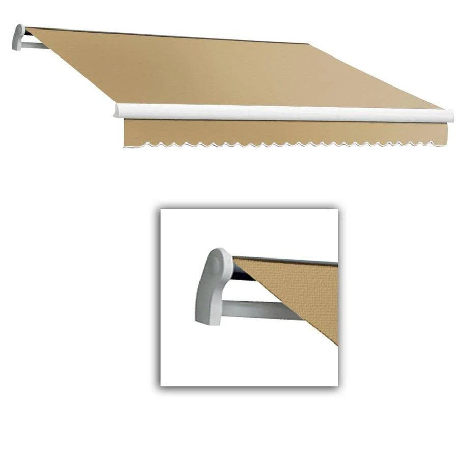 Tan 96-in Wide 84-in Projection Manual Retraction Patio Awning O701