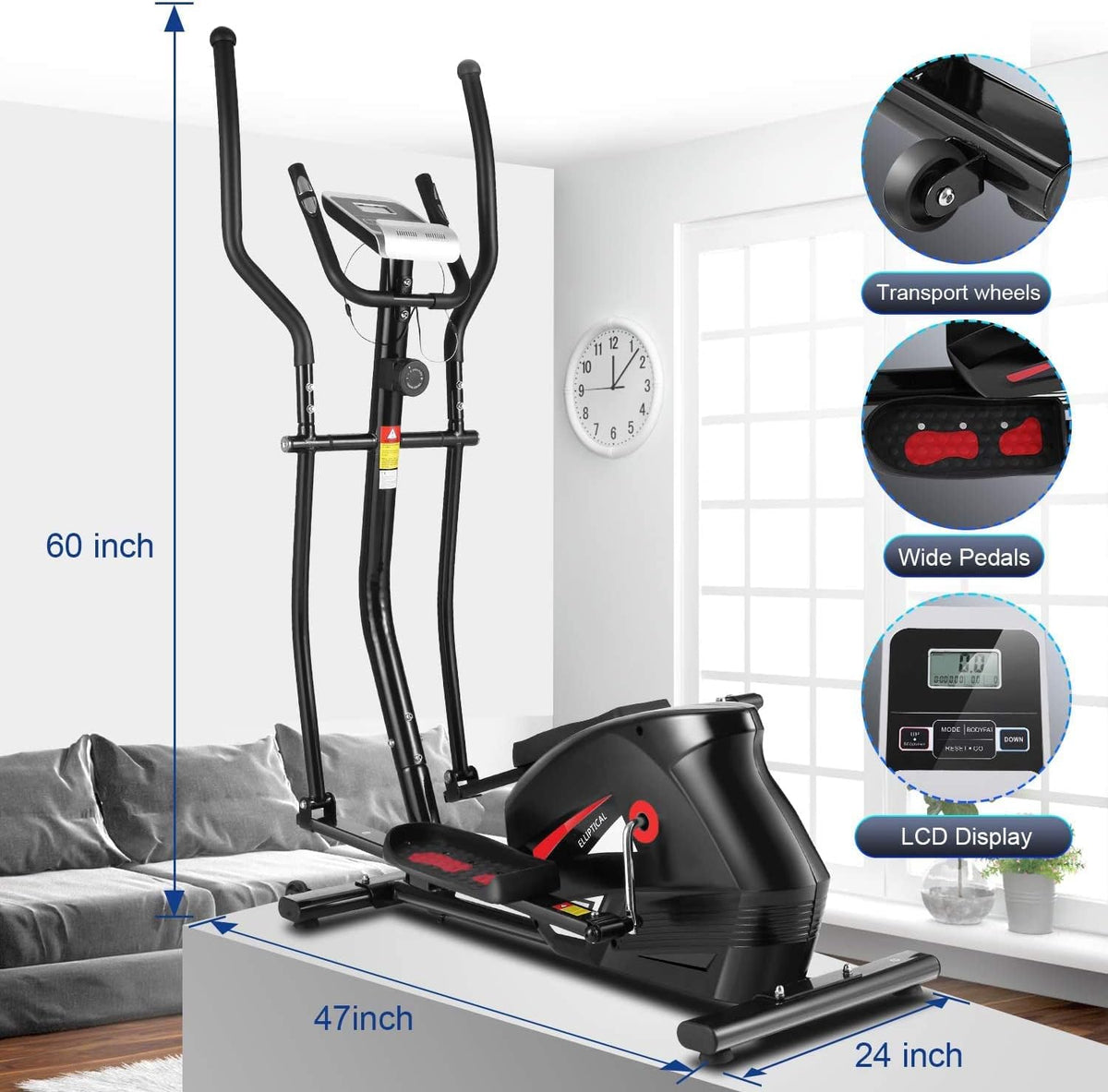 Elliptical Machine with Magnetic Resistance and 390 lbs Weight Capacity A523776