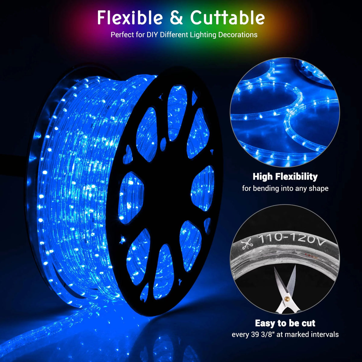 150Ft Blue Waterproof Rope Light F2062