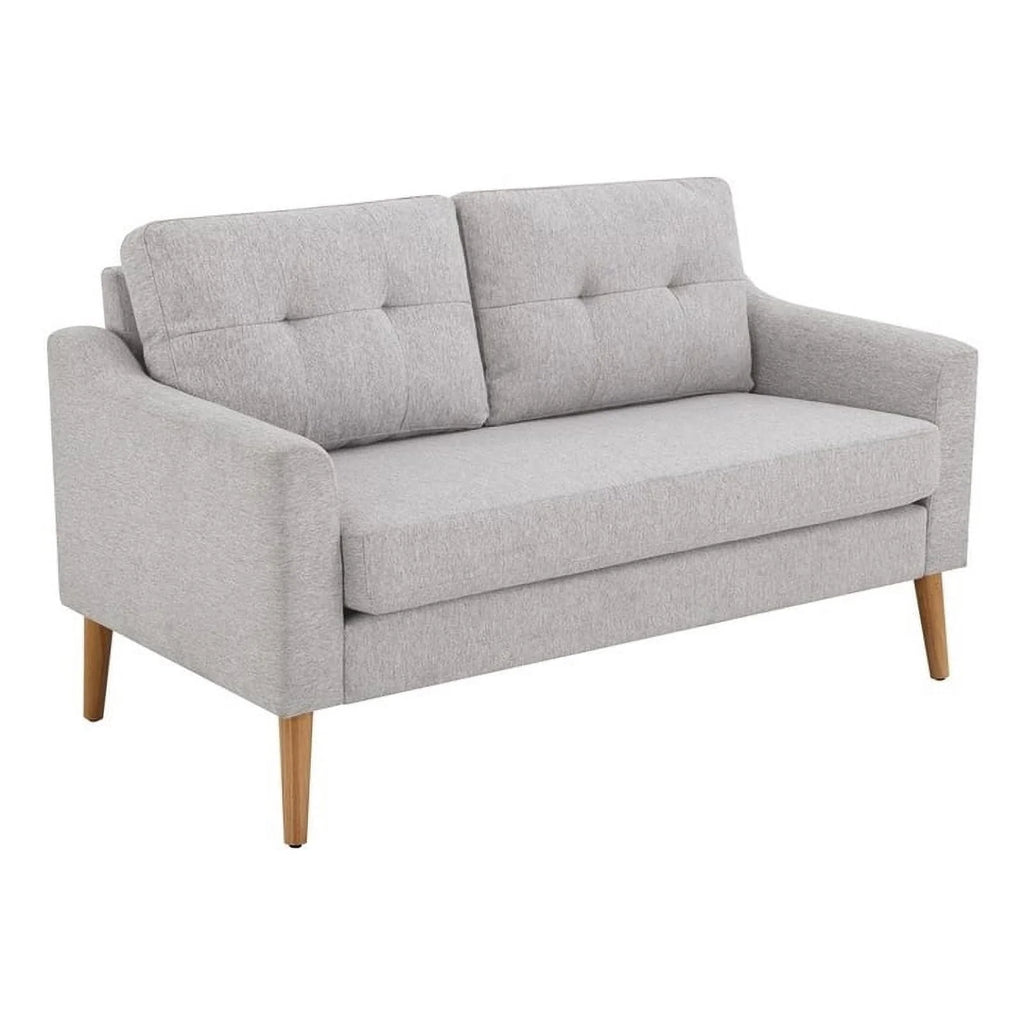 Light Gray Fabric Loveseat with Ottoman P148493
