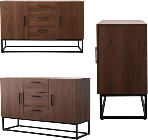White Sideboard Storage Cabinet with Shelves and 2 Doors E833