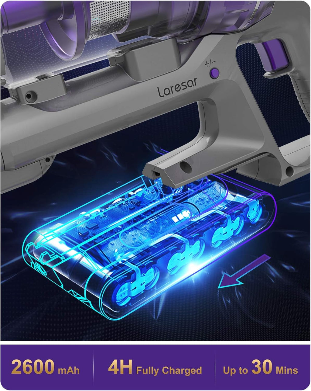 Cordless Vacuum Cleaner, 26KPA Stick Vacuum with Detachable Battery S68897
