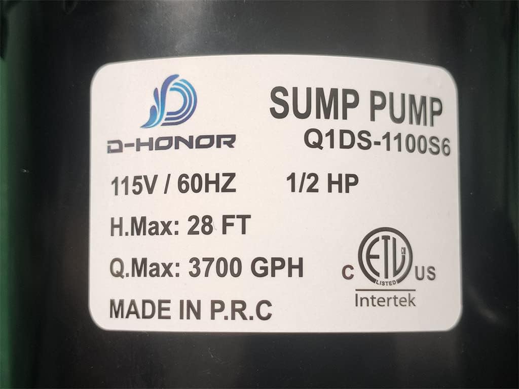 Cast Aluminum Submersible Sump Pump 1/2 HP 3700 GPH I198537