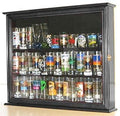 Shot Glass Display Case Wall Curio Cabinet Shadow Box Mahogany Finish X9579