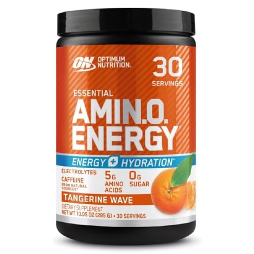 Tangerine Wave 30 Servings Amino Energy Powder with BCAA, Electrolytes, and Caffeine E62175