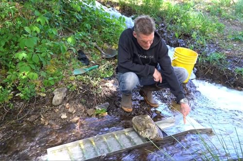 Gold Mining Kit; 50 inch Gold Sluice Box; Gold Prospecting Equipment; Rock Pick Hammer; Gold Classifiers; Pay Dirt Scoop; Crevice Tools G4693