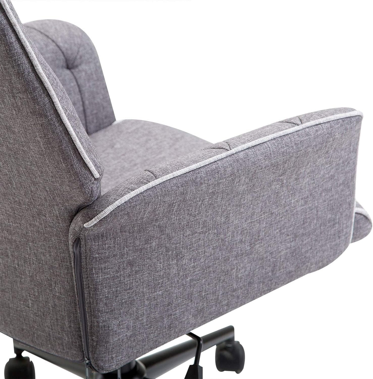 Dark Gray Linen Office Chair with Swivel Wheels S1244