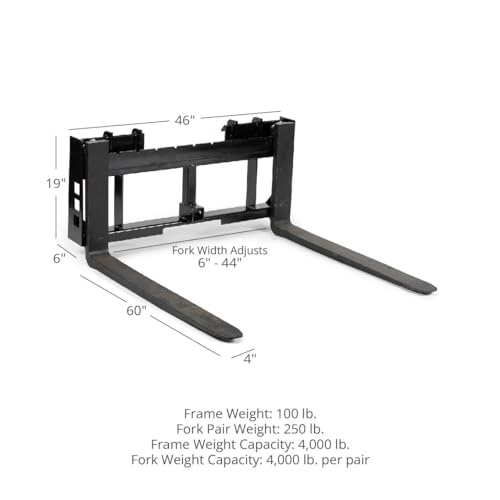 45" Skid Steer Pallet Fork Frame Attachment, 36" Fork Blades, 4,000 LB V304