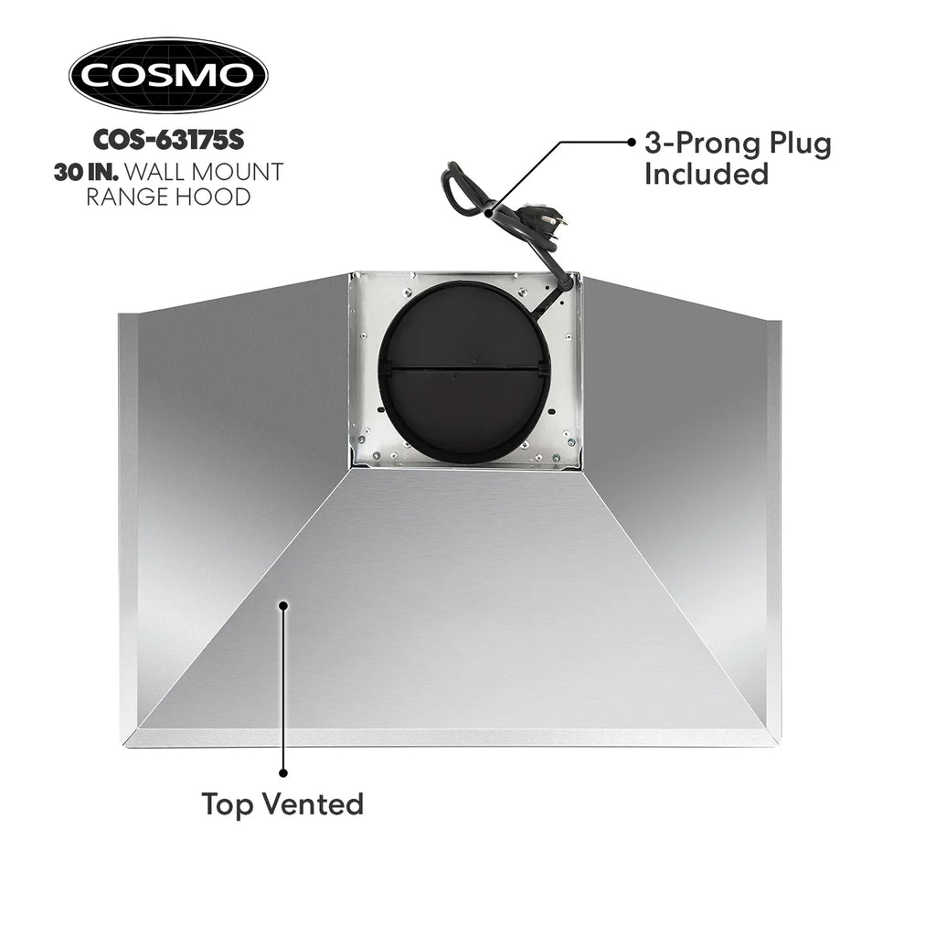 Stainless Steel Ductless Wall Mount Range Hood with LED Lighting and Carbon Filter Kit V54685