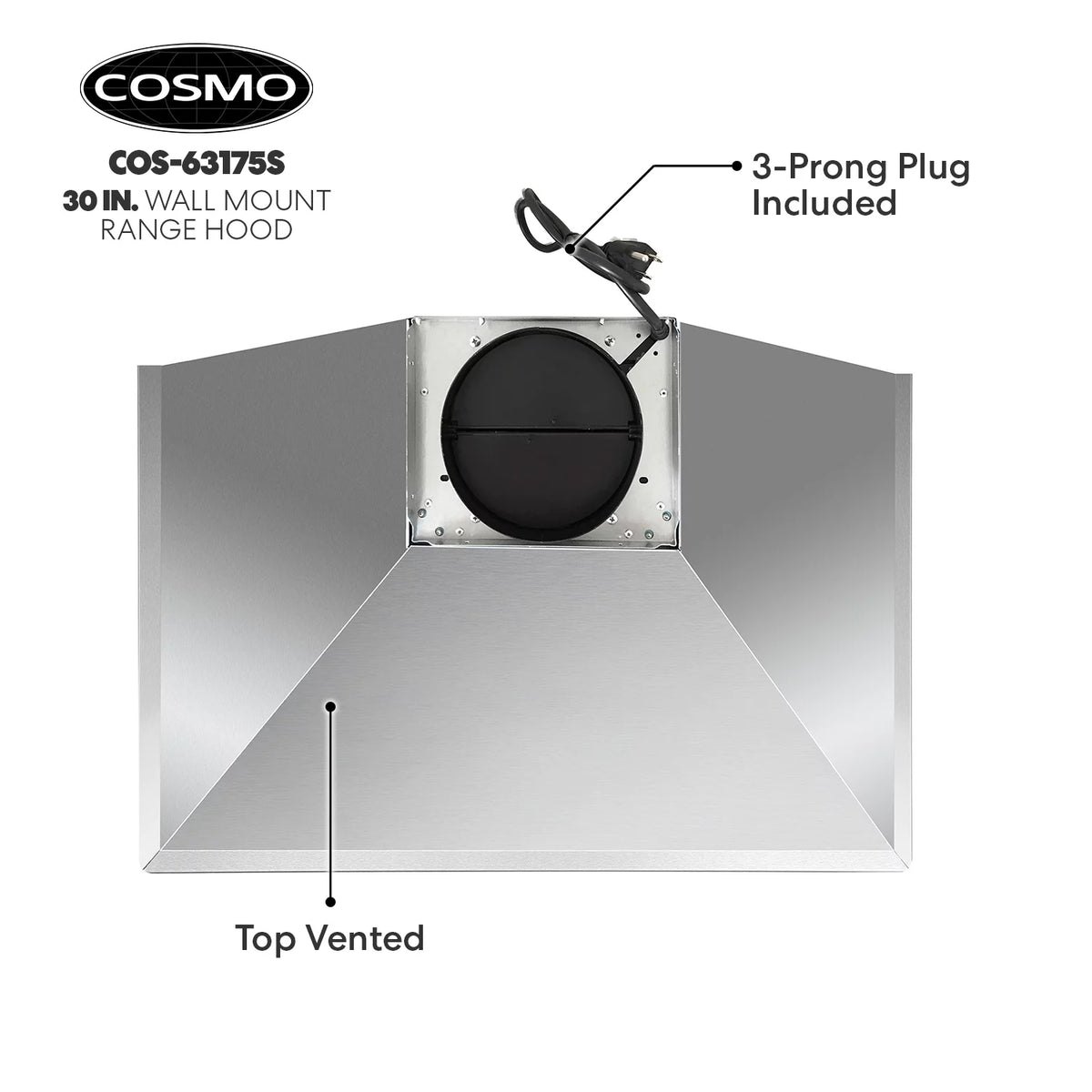 Stainless Steel Ductless Wall Mount Range Hood with LED Lighting and Carbon Filter Kit V54685